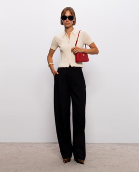 Victoria Beckham Бежевый топ в рубчик на молнии 1326KTP007305A