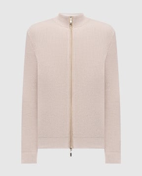 Pini Parma Бежевий кардиган з вовни і кашеміру FZIPRIBBEDBEI