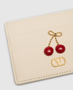 Valentino Бежевий шкіряний картхолдер Cherryfic 8W2P0AY1WGX
