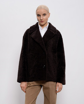 Babe Pay Pls Коричневая дубленка с отложным воротником 2310PRADO