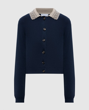 Brunello Cucinelli Синій кардиган з паєтками M19232416