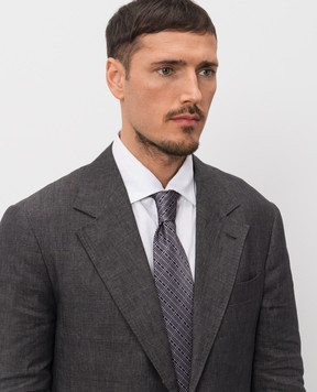 Stefano Ricci Чорна краватка із шовку в геометричний візерунок CH29049