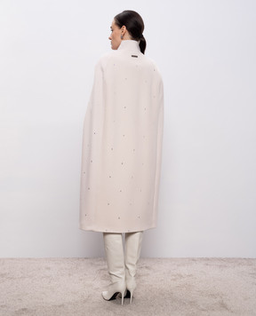 Peserico Бежевый кейп из шерсти и кашемира с кристаллами E2206400R203194