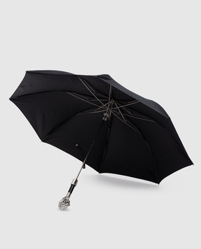 Pasotti Черный складной зонтик Silver Lion OMITUO64SRASO67681