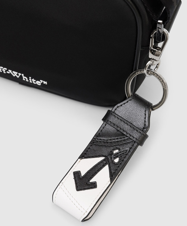 Off-White Чорний шкіряний брелок з принтом логотипа OMZF003C99LEA001 зображення 3