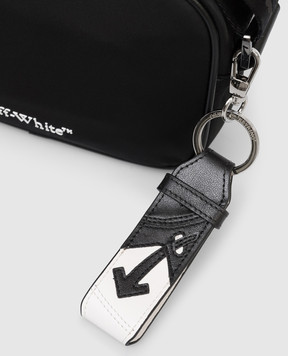 Off-White Чорний шкіряний брелок з принтом логотипа OMZF003C99LEA001