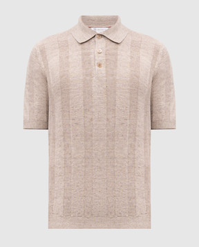 Brunello Cucinelli Бежевое поло с леном M2L707815
