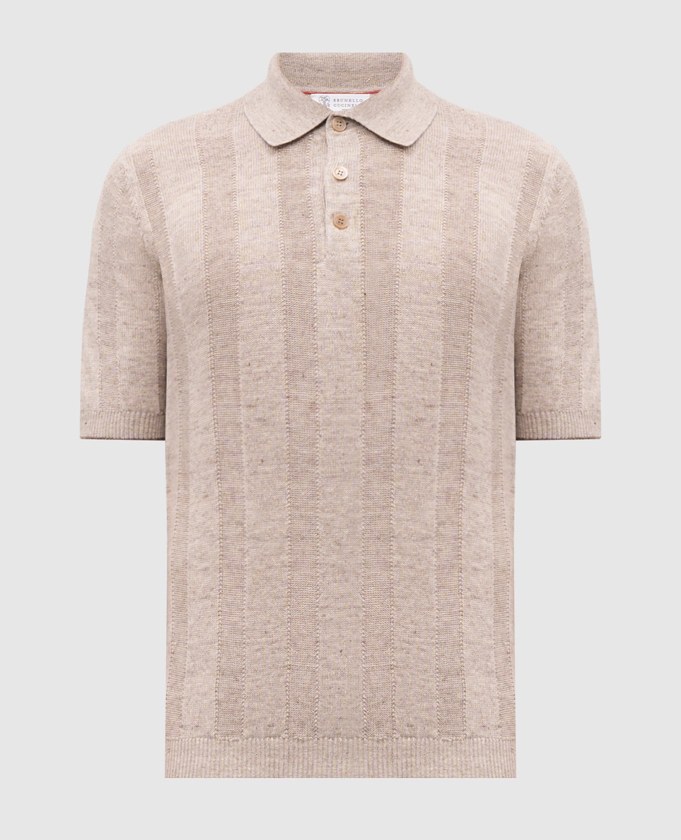 Бежевое поло с леном