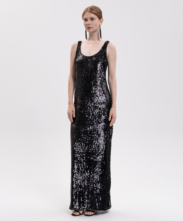 Simkhai Черное платье макси Bex в пайетке 5261192SS изображение 2