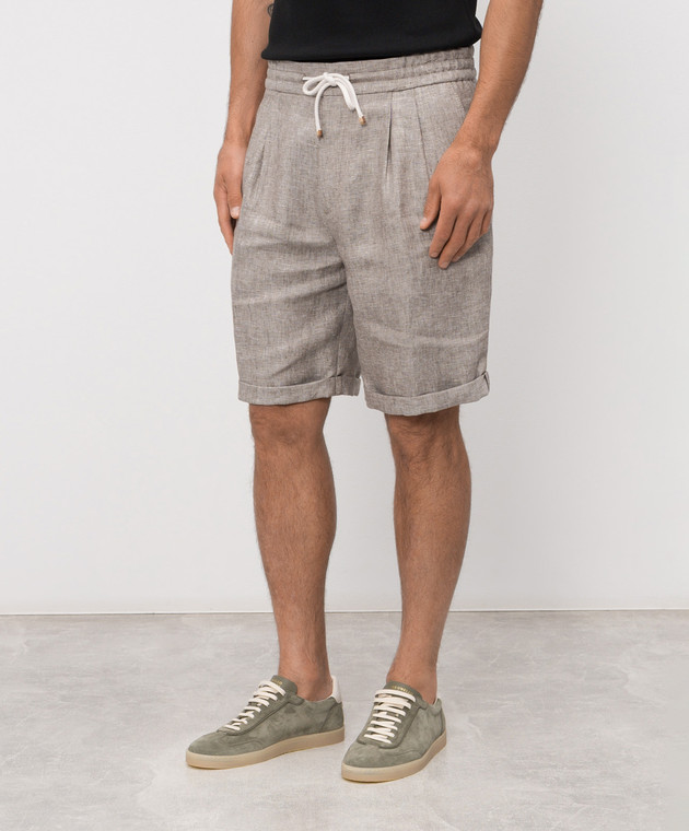 Brunello Cucinelli Сірі шорти з конопель та льону MP548U0020 зображення 3