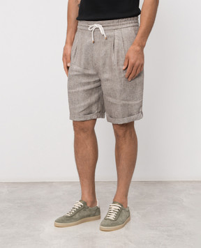 Brunello Cucinelli Сірі шорти з конопель та льону MP548U0020
