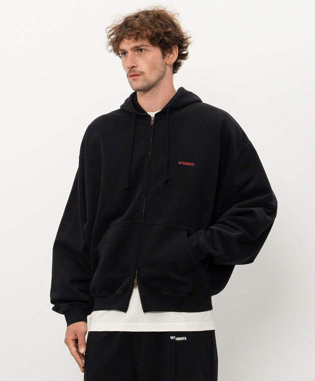 Vetements Черная спортивная куртка с принтом логотипа MH27ZU139Bm изображение 3