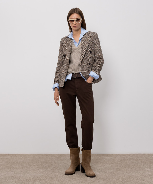 Brunello Cucinelli Бежевый пуловер с кашемиром и шерстью MTX755602P изображение 2