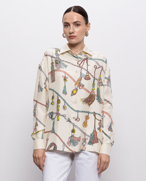 Versace Блуза цвета айвори Hanging' Out из шелка 10256861A18684