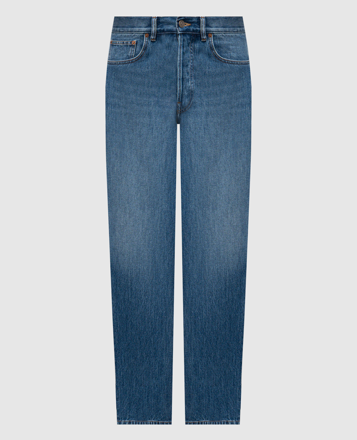 

Синие джинсы с эффектом потертости, Синий, Прямые джинсы