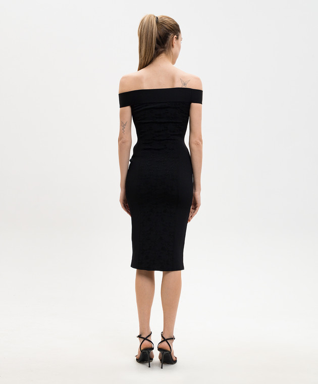 Alexander McQueen Чорна сукня з відкритими плечима 870413Q1BG2 зображення 4