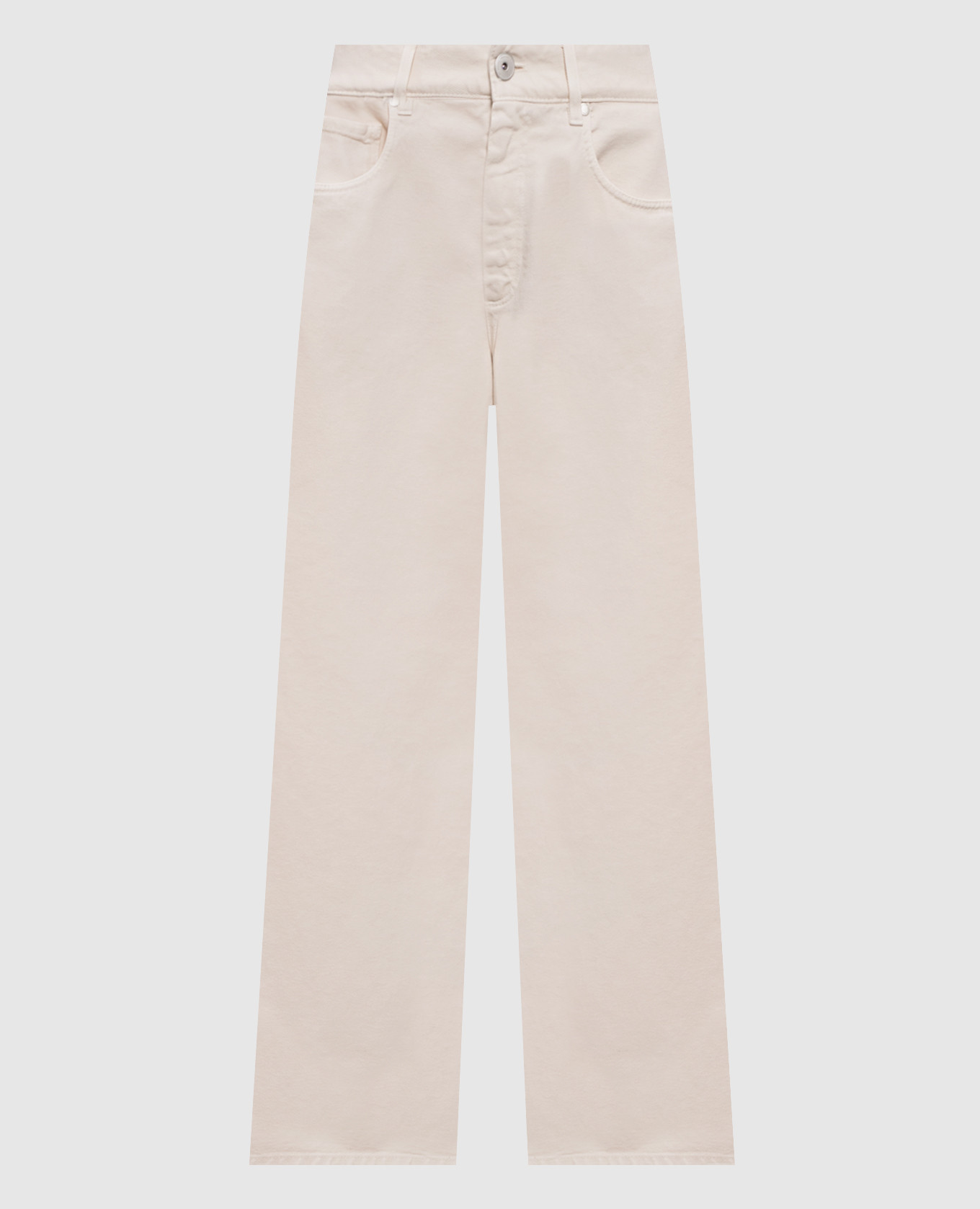 

Джинсы цвета айвори с логотипом патча, Бежевый, Широкие джинсы