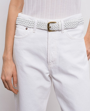 Dragon Белый кожаный плетеный ремень DGS66045