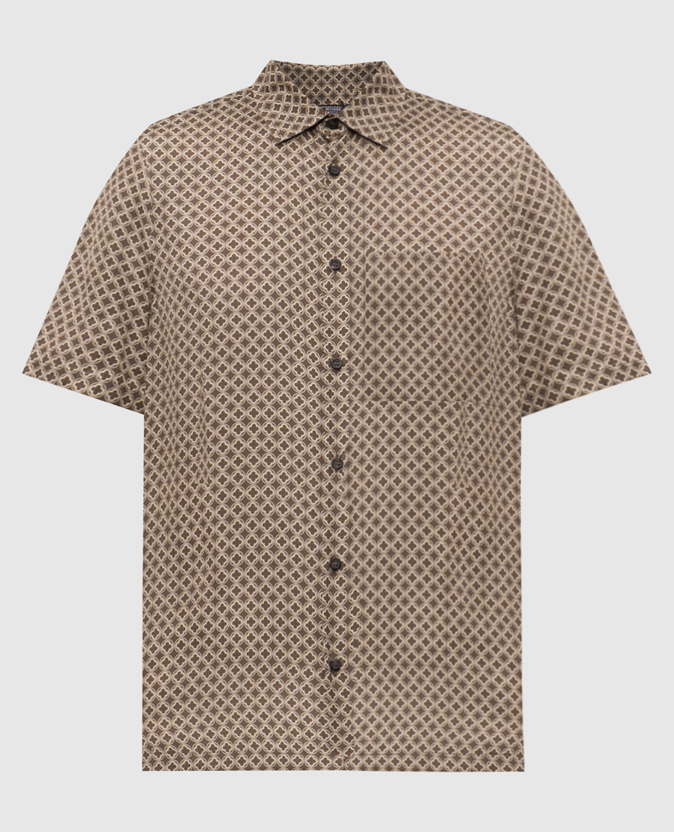 Коричнева сорочка в принт емблеми