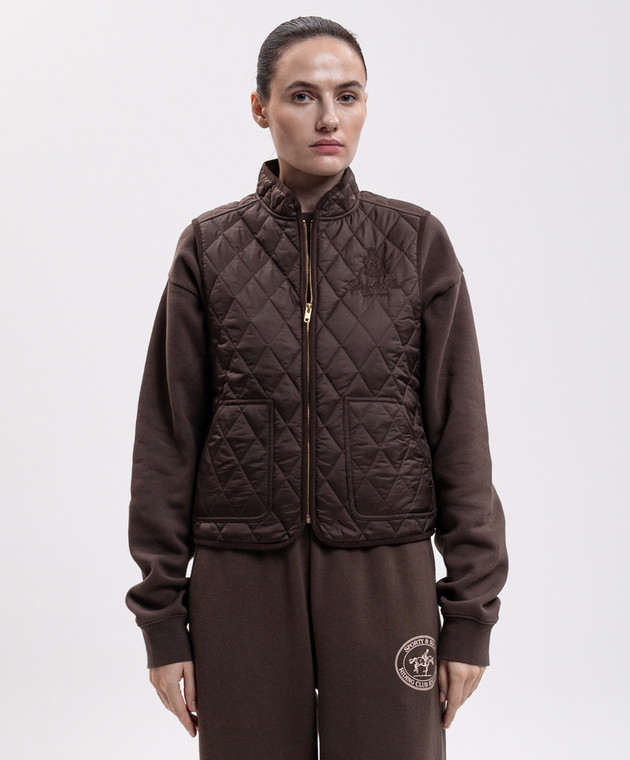 Sporty & Rich Коричневый стеганый жилет JA00883205BR38 изображение 3