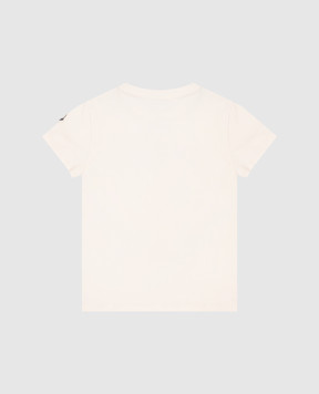 Moncler ENFANT Дитяча бежева футболка з вишивкою логотипа L19548C0000989AT91214