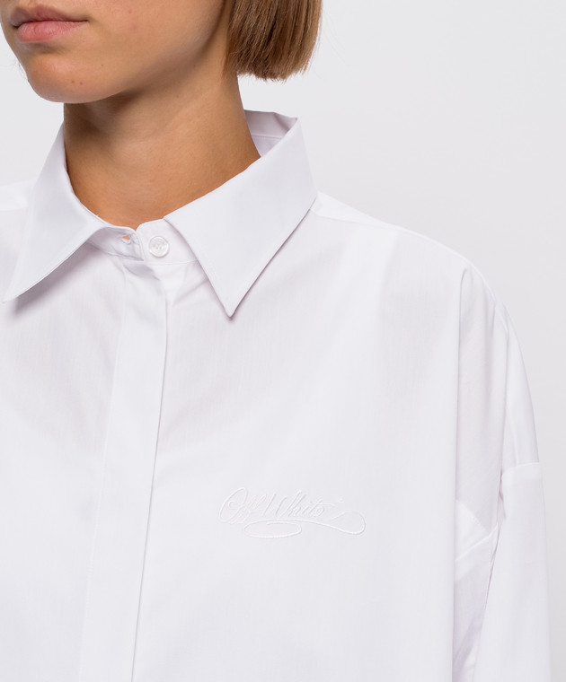 Off-White Белая рубашка с вышивкой логотипа 2FB00371T изображение 5
