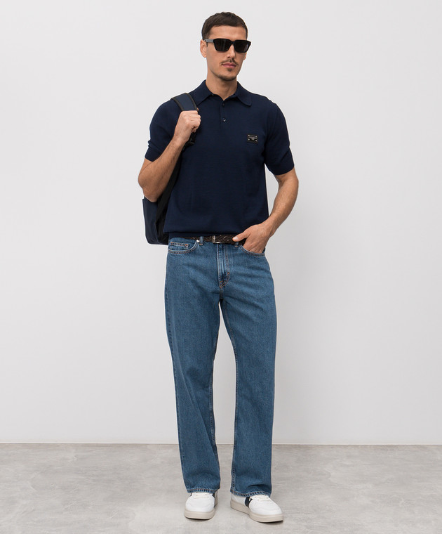 Dolce&Gabbana Голубое поло из шерсти с патчем логотипа GXO38TJDVGE изображение 2