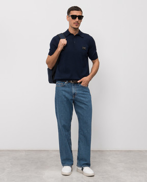 Dolce&Gabbana Синє поло з вовни з патчем логотипа GXO38TJDVGE