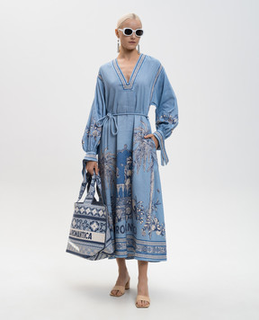 Alemais Голубое платье миди Villa Romantica с льном 6090D