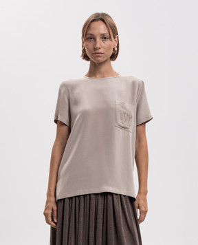 Max Mara Бежева блуза PAGANO із шовку MXMPAGANO