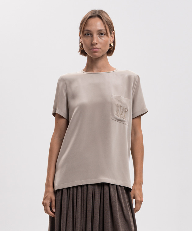 Max Mara Бежевая блуза PAGANO из шелка MXMPAGANO изображение 3