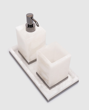 Treesseci Комплект для ванної кімнати Baster Square з дозатора, склянки та підтавки BQ99ABCF