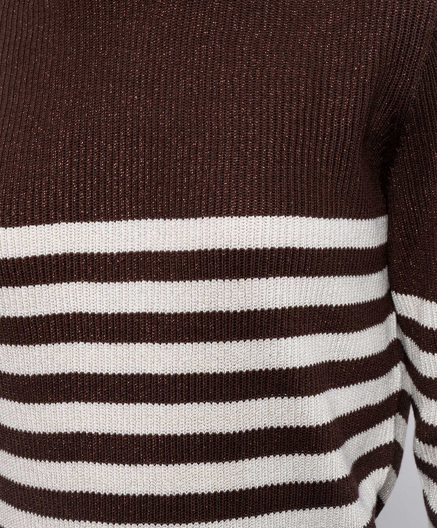 Brunello Cucinelli Коричневий джемпер в смужку з люрексом MAZ230100P зображення 5