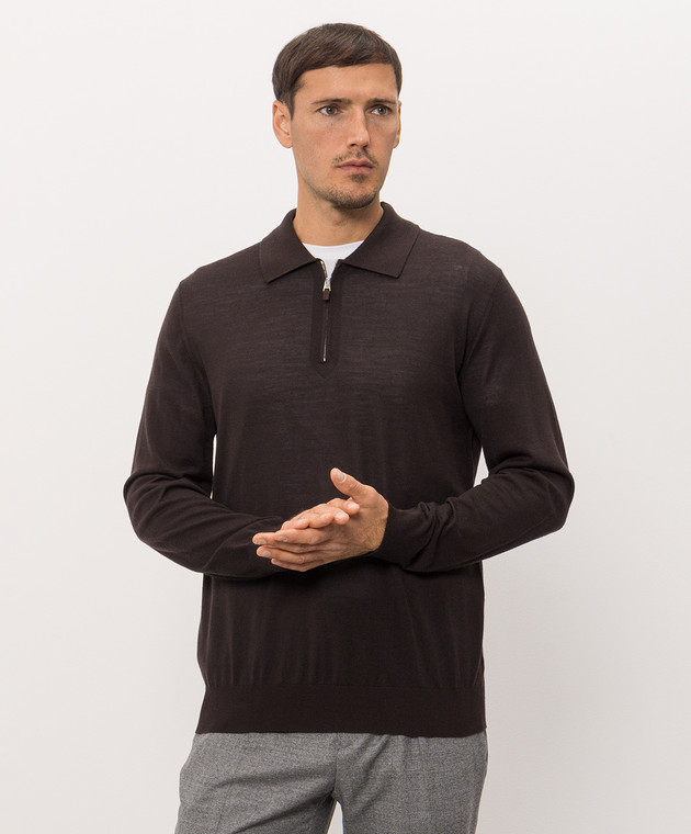 Cashmere&Whiskey Коричневое поло из шерсти MU10151318465R изображение 3