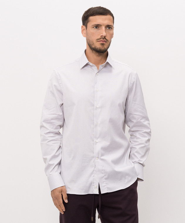Canali Сорочка кольору айворі в клітинку GD03813CCL70A1 зображення 3
