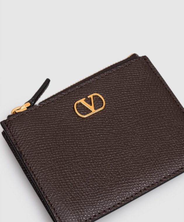 Valentino Коричневый кожаный картхолдер VLogo Signature 9W2P0AK9SNP изображение 3