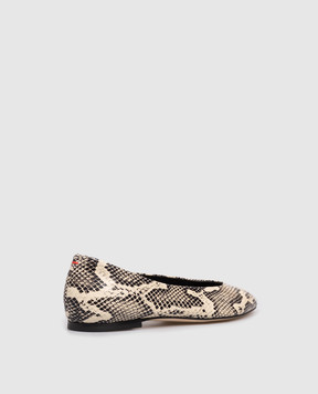 Aeyde Бежеві шкіряні балетки Ellie з принтом під шкіру пітона FL0176006002225