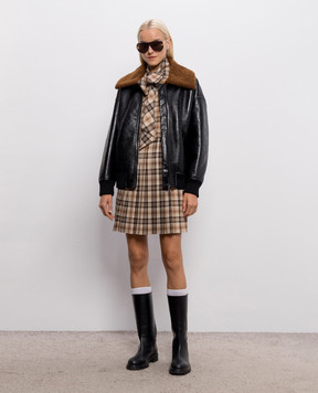 Twinset Бежевое платье мини в клеточку 262AP2301