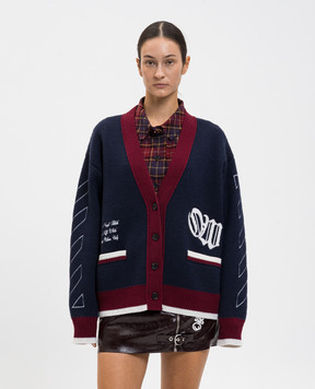 Off-White Синій кардиган з вовни з логотипом 2HB04GF25KNI001