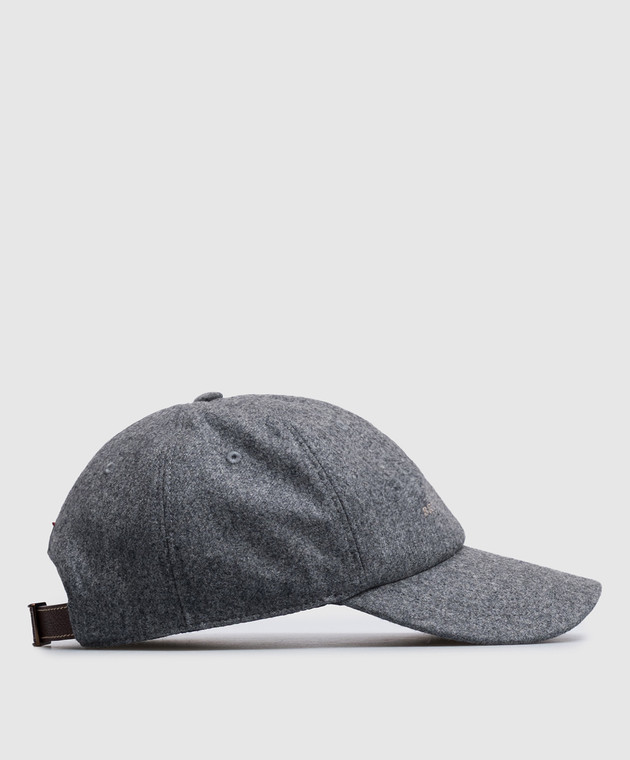 Brunello Cucinelli Сіра кепка з вовни з вишивкою M038P9850 зображення 3