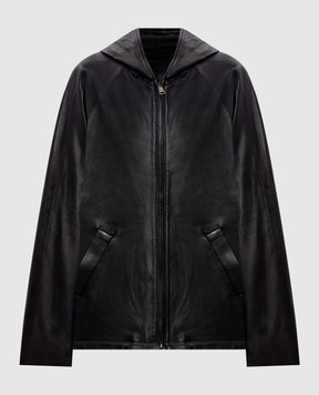 Simonetta Ravizza Черная кожаная куртка Cambridge с капюшоном S06JA391L16