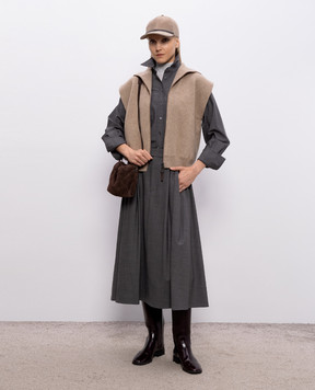 Brunello Cucinelli Серая юбка с шерстью MPW07G3951