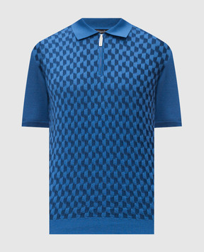 Stefano Ricci Синє поло із шовком у візерунок K818110P31F26176