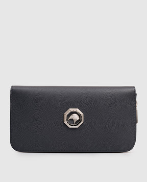 Stefano Ricci Шкіряний клатч синього кольору з емблемою PP312PMR