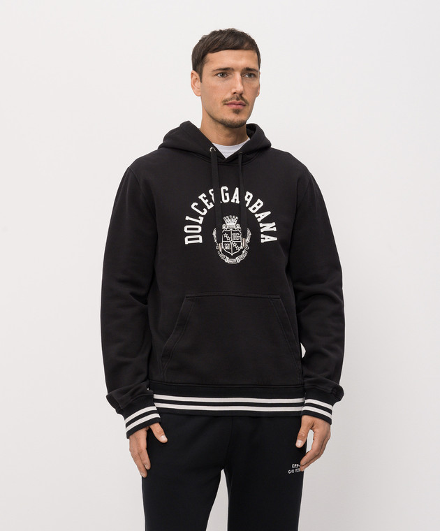 Dolce&Gabbana Черные худи с контрастным принтом логотипа G9BGPTG7POT изображение 2