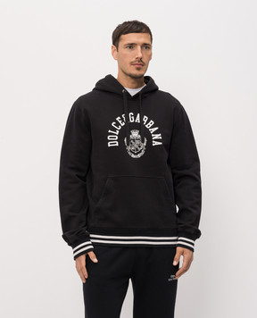 Dolce&Gabbana Чорне худі з контрастним принтом логотипа G9BGPTG7POT