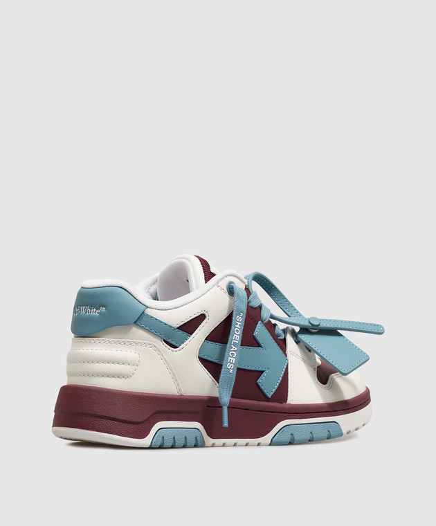 Off-White Детские бордовые кожаные кроссовки Out Of Office OF06415210 изображение 3