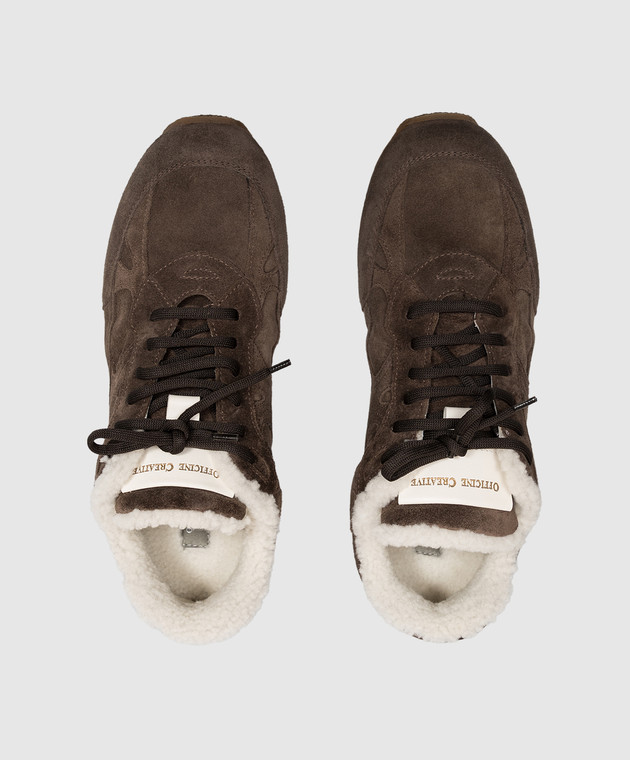 Officine Creative Коричневые замшевые кроссовки Away на меху AWAY102 изображение 4