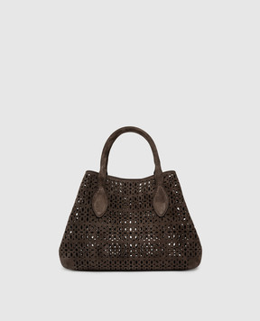 Gianni Chiarini Коричнева замшева сумка-тоут Mashup з нашивкою логотипа BS11836CMLSR