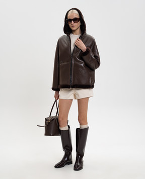 Babe Pay Pls Коричнева двостороння дублянка з капюшоном 2536SETA